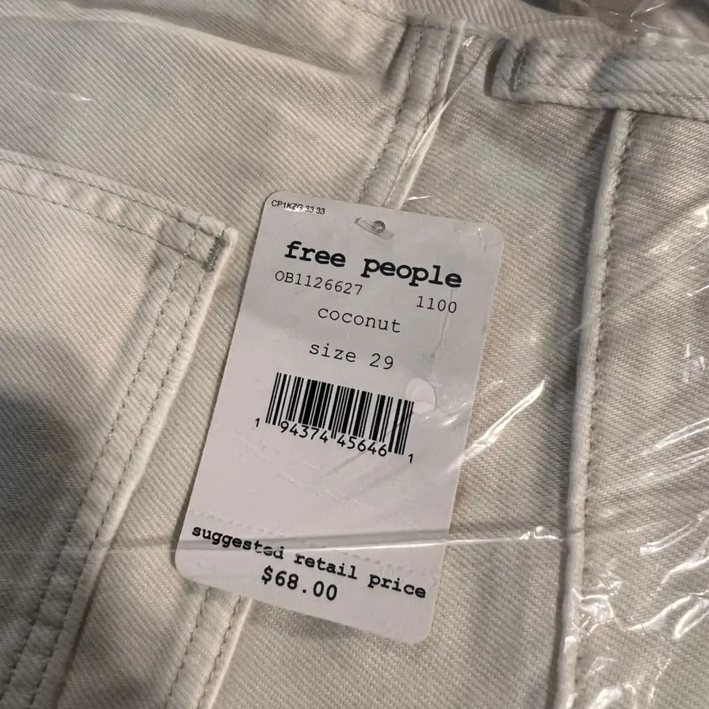 Free People Bailey Denim Raw Hem Mini Skirt in Coconut